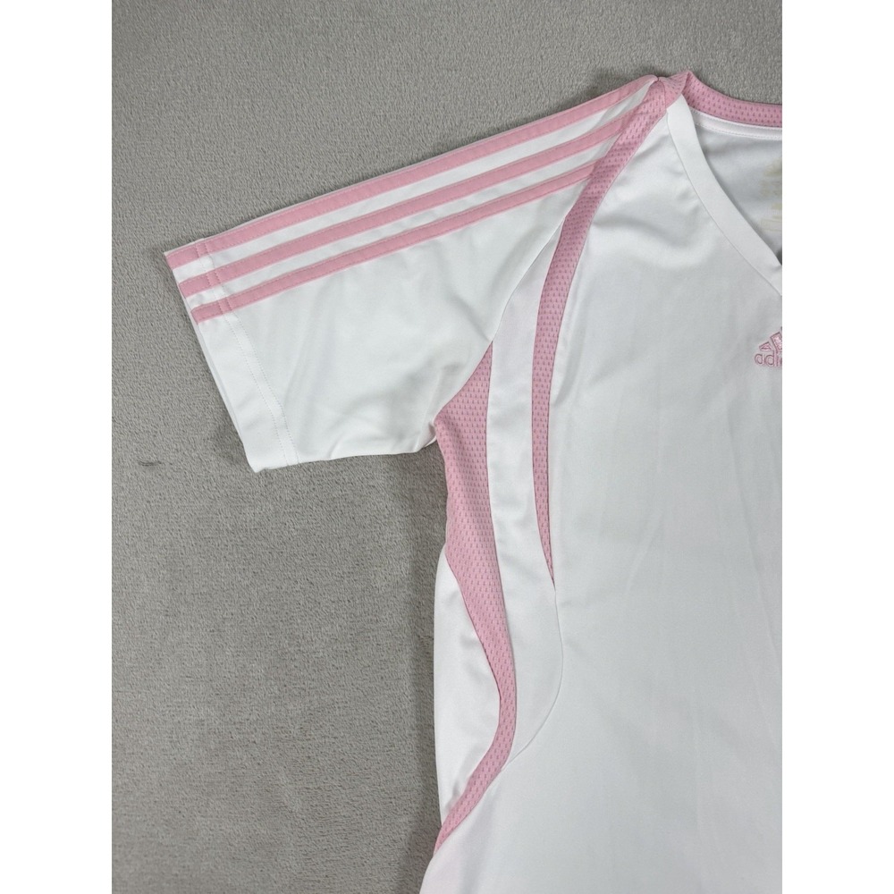 Vintage 2009 Adidas ClimaCool V-Neck Soccer Jersey White Pink Women's Size S - Picture 3 of 16